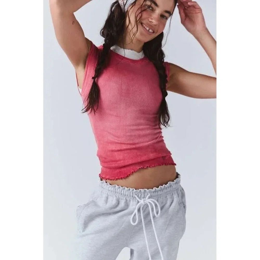 NWT Free People FP Movement Double Point Stretch Tee T Shirt XS/S Red $48
